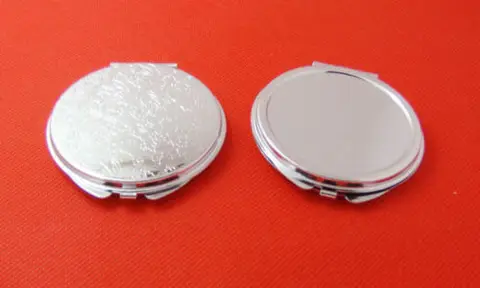 mm em Branco Faça Você Mesmo Metal Portátil Cosméticos Espelho Compacto Bonito Two Side 60