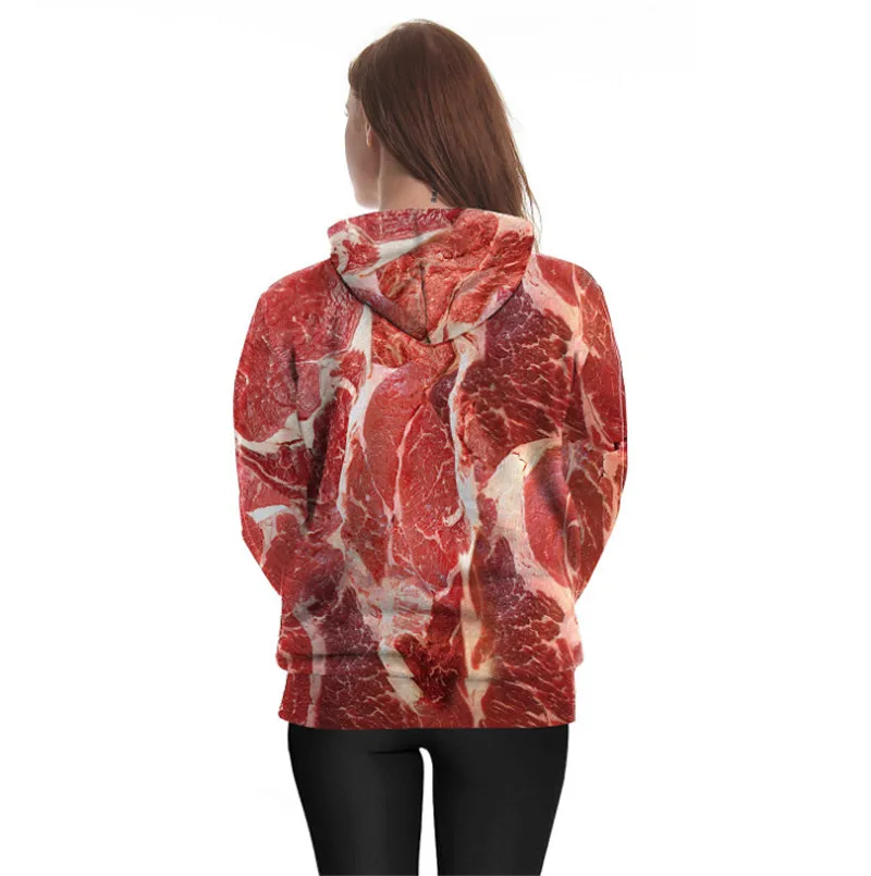 Bionic Pork pattern and Vegetable+ beef pattern 3D Digital Printing Raw Meat Hoodie Fishing Hunting Coats Jackets