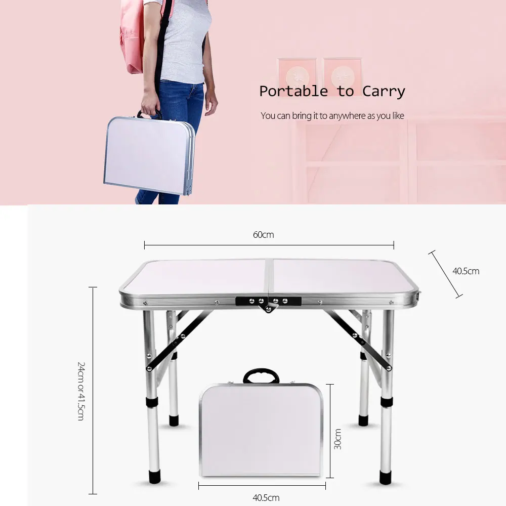 Aluminum Folding Camping Table Laptop Bed Desk Adjustable Outdoor Tables BBQ Portable