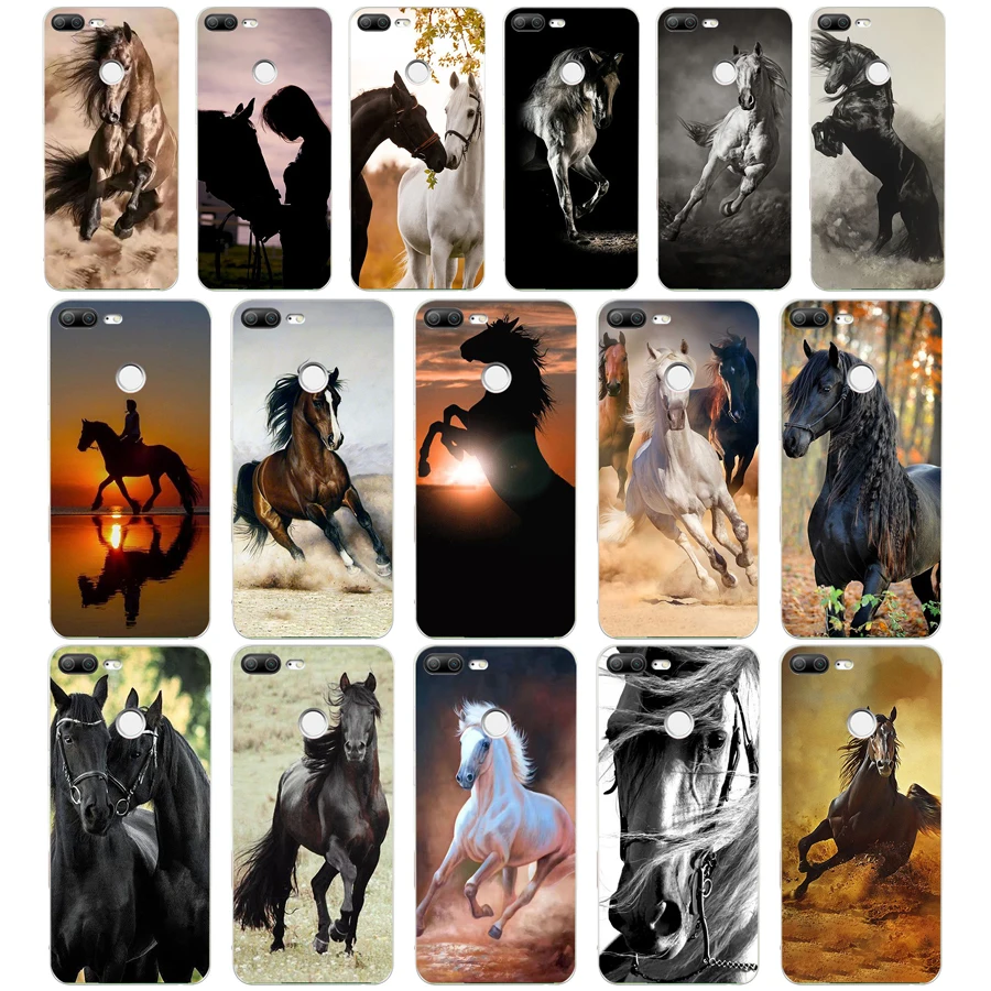 

136WE Galloping horse Soft Silicone Tpu Cover phone Case for huawei Honor 8 9 10 Lite 8X p 8 9 lite 2017