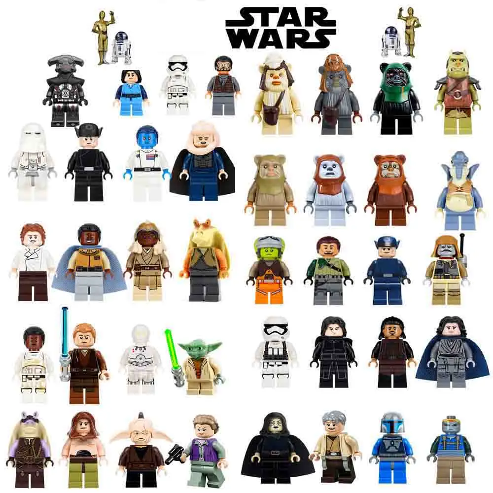 Single-Sale-legoing-Star-Wars-Luke-Leia-Han-Solo-Anakin-Darth-Vader-Yoda-Jar-Jar-Building