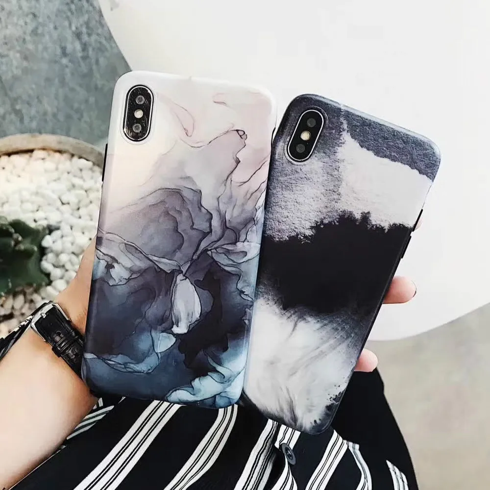 Vintage Ink And Wash Painting Cases For iPhone 7 8 8Plus Phone Case For