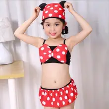 Детский купальник для девочек в белый горошек, большие Боксеры бикини, комплект из двух предметов, детская юбка, стильный купальник, шапочка
