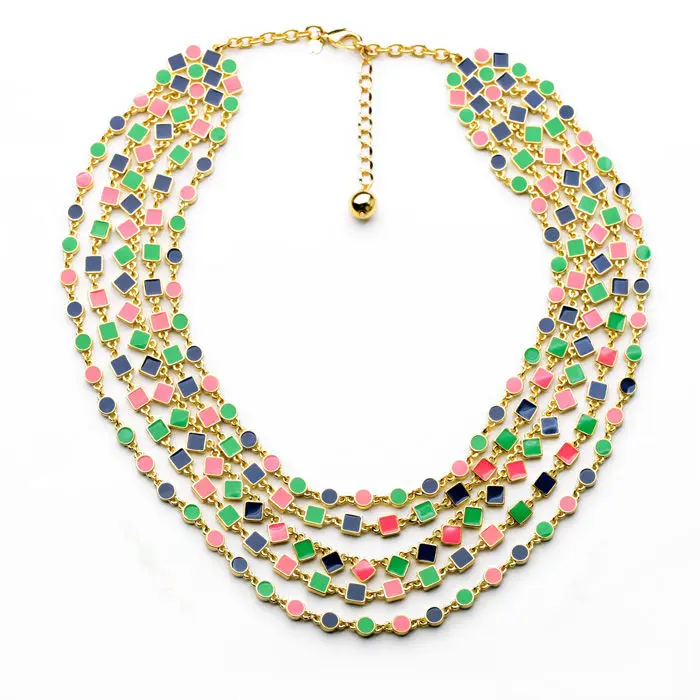

N01075 Costume Jewelry For Women Fashion Accessories 2014 Fashion Wholesale Enamel Charms Chains Necklace