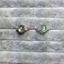 Natural green prehnite gem Ring Natural gemstone ring 925 sterling silver trendy Lovely round women’s girl gift Jewelry