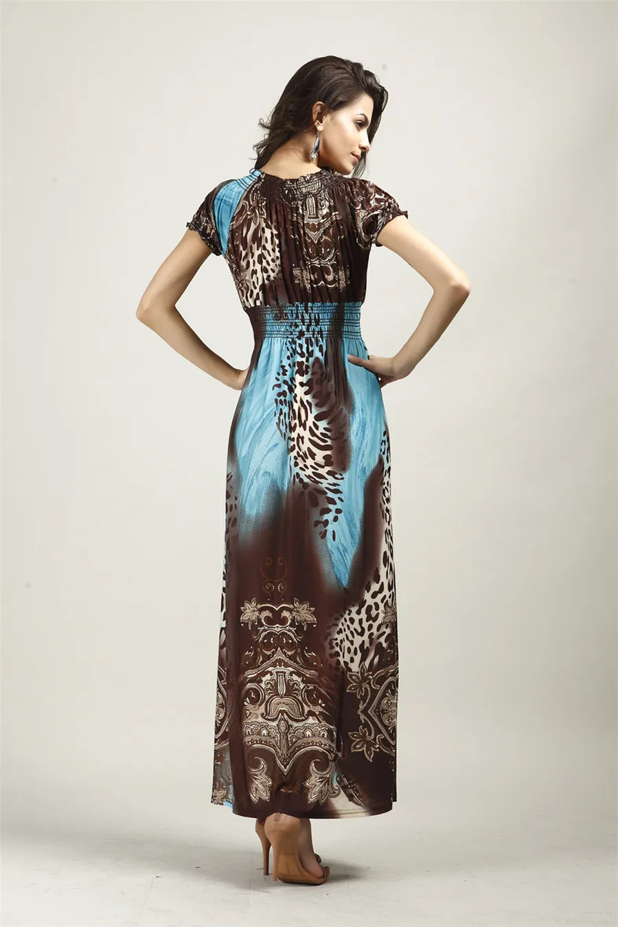 Gladiolus Bohemian Summer Dress Women 2019 Short Sleeve V Neck Tunic Sexy Leopard Print Maxi Dresses For Women Long Beach Dress (24)