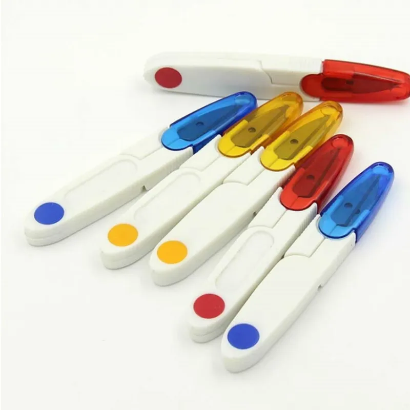 

Plastic Handle & Safety Cover Sewing Scissors Clothes Thread Embroidery Cross-stitch Craft Clipper Cutter Portable Scissors Cut
