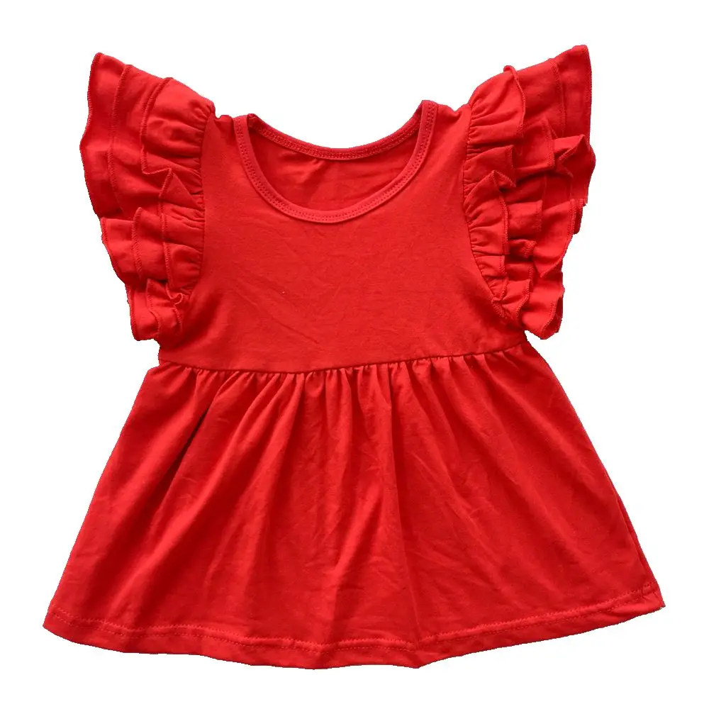

christmas Red Flutter Sleeve Shirts custom monogrammed flutter ruffle Top Girls Top and Dress with Flutter Sleeves
