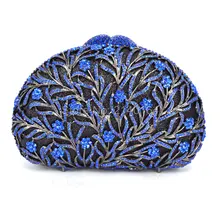 Фабрика роскошные Стразы Для женщин Вечерние сумки кристаллы День клатч Свадебная вечеринка выпускного вечера синий Сумки 88620-g