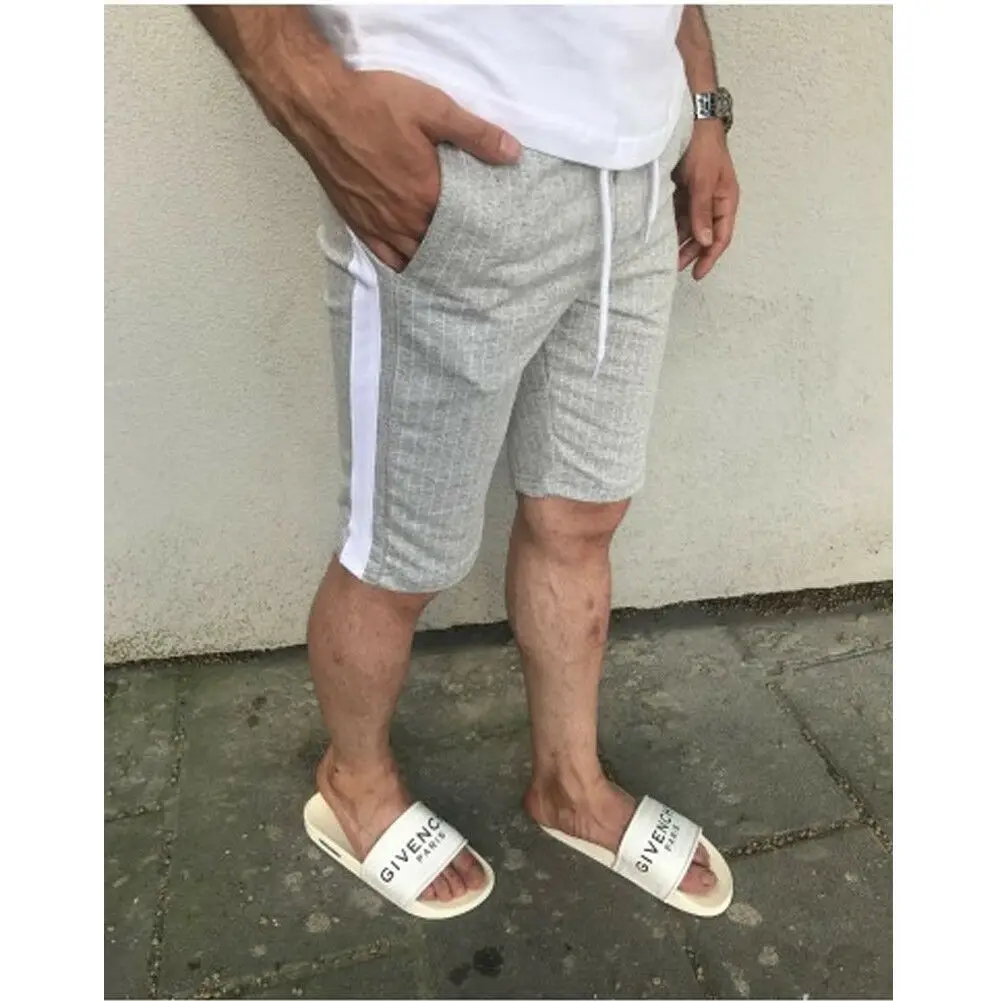Hot Men Pants Hipster Jogger Elastic Gym Fitness Workout Track Side Color Strip Summer Spring Casual 5