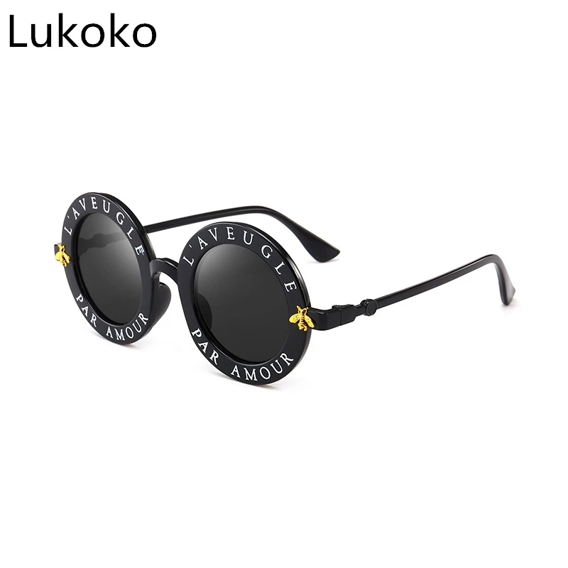 

Retro Round Sunglasses English Letters Little Bee Sun Glasses Men Women Brand Glasses Designer Fashion Male Female