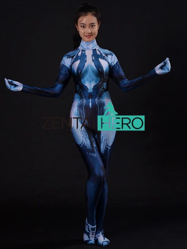 3D принт на заказ Halo костюм кортаны игры Девушка Cortana косплей костюм женщины zentai Хэллоуин Косплей костюмы Облегающий комбинезон из лайкры zentai