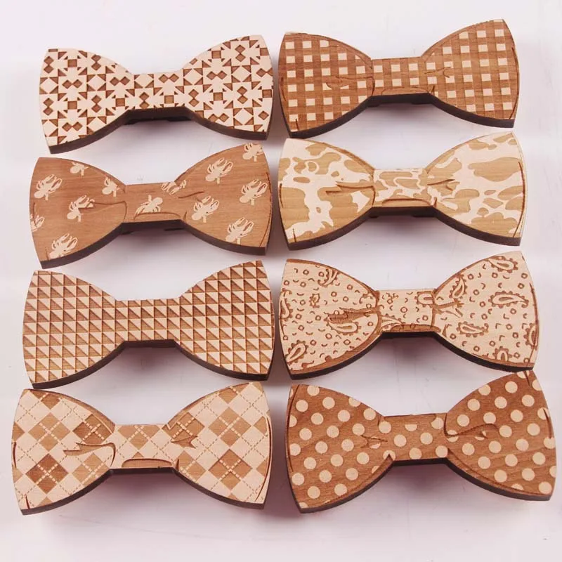 Fashion Men Wooden Bow Tie Accessories Creative Wood Butterfly Neck Ties Wedding Collar Lapel Bow Tie