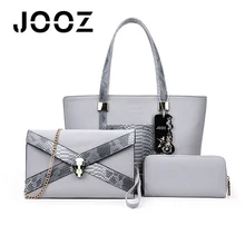 Jooz marca de lujo serpentina bolsas de conjunto de las mujeres de señora handbag 3 unids compuesto hombro crossbody embragues del sobre del bolso femenino billetera