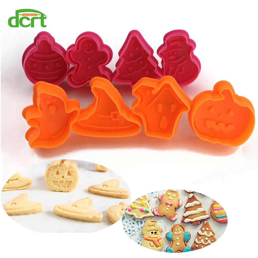 

Halloween Christmas Plastic Cookie Cutters Cake Decorating Tools Fondant Biscuit Cookies Molds Maker Confectionery Baking Dish