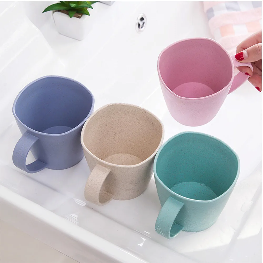 

Coffee Mugs Tea Plastic Cup Healthy Wheat Straw Milk Cup Environmental Protection Thick Anti-hot Cups Toothbrush Cup Tableware