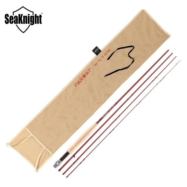 SeaKnight MAXWAY Air Fly 4/5# Fishing Rod 2.7M 9FT 4 Sections L Power 40T Carbon Cork Handle River Fly Rod Fishing Tackle