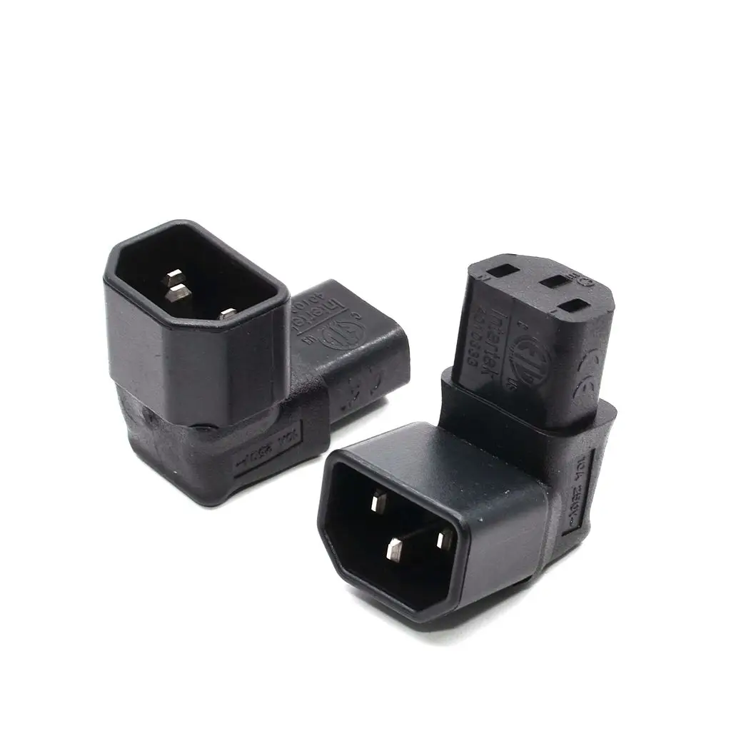 

IEC 320 C14 to C13 Right Angle AC Adapter, IEC 3Pole Male to Female 90Degree Down Angle AC converter