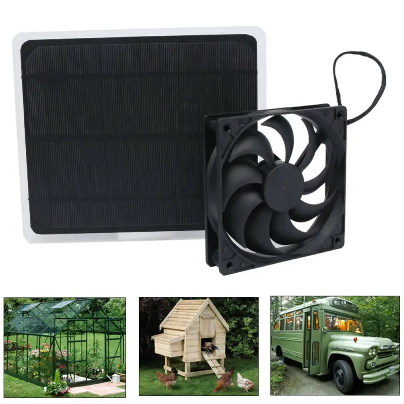 10W 12V Solar Powered USB Fan Mini Ventilator For Greenhouse Pet Chicken House Home Garden Supplies