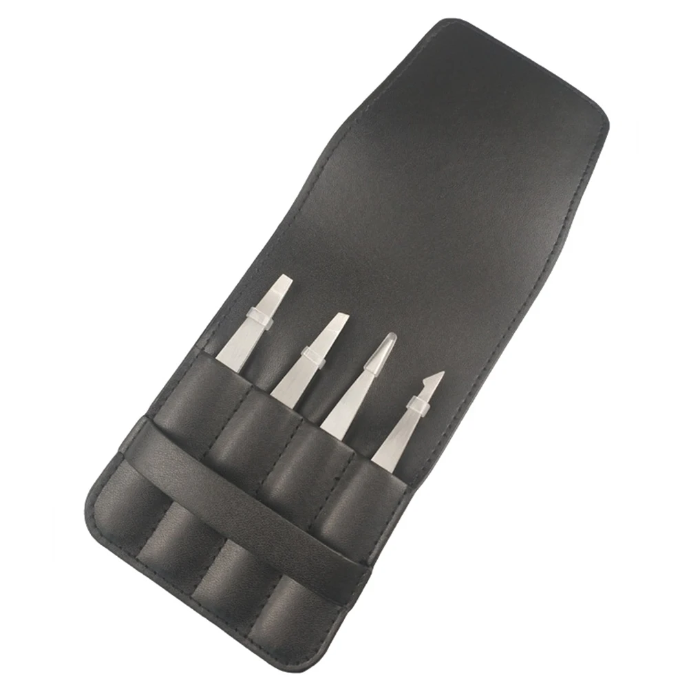 

4 Pcs Eyebrow Removal Ingrown Hair Clip Practical Makeup Thicken Stainless Steel Tool Splinter Portable Tweezer Set Sanding