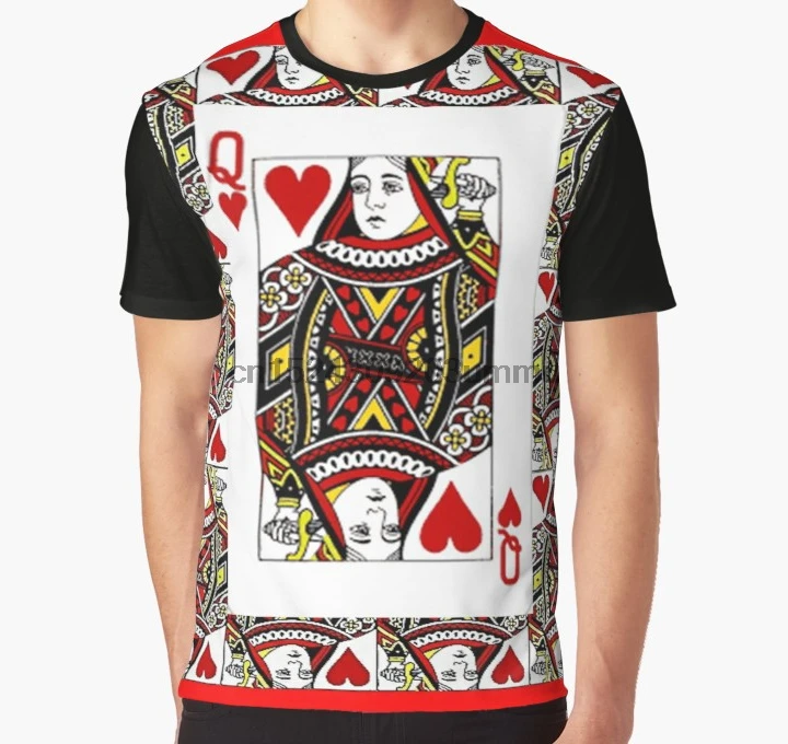 

All Over Print 3D Tshirt Men Funny T Shirt QUEEN OF HEARTS PLAYING CARDS ARTWORK Graphic T-Shirt