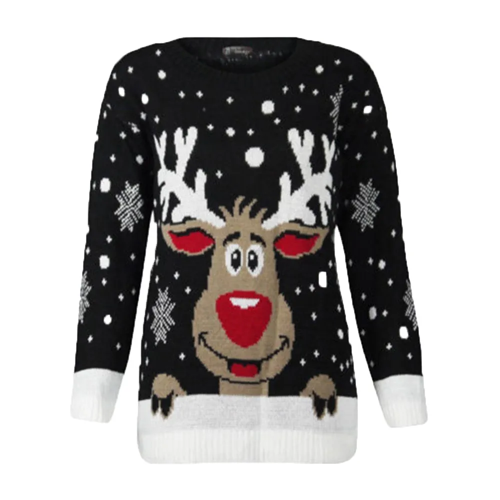 2018 NEW Liva girl Women ladies Christmas Deer Warm Knitted Long Sleeve Sweater women