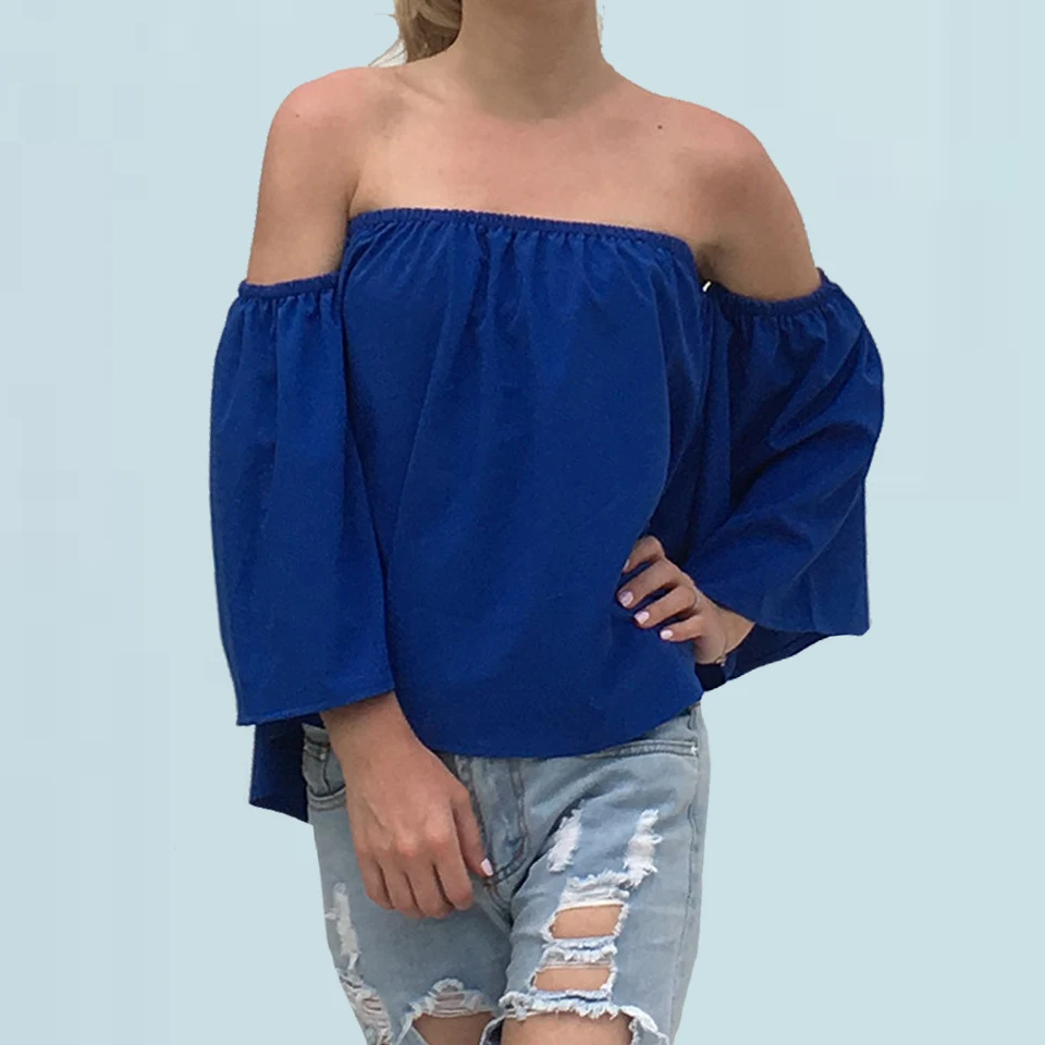 Открытые плечи с открытой спиной рубашка Vetement Femme 2019 Slash шеи обычная белая