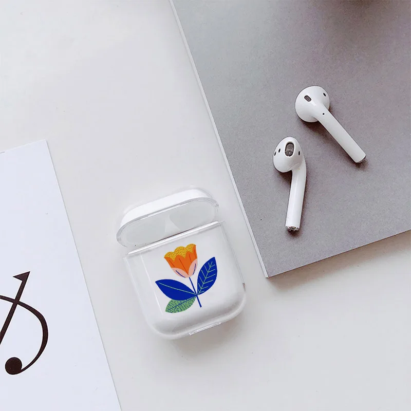 Жесткий Чехол для AirPods чехол милый Bluetooth наушники чехол для Airpods мультфильм искусство цветок прозрачный защитный чехол - Цвет: 05