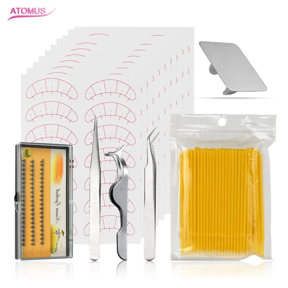 

1 комплект, бигуди, комплект для ресниц, подтяжки ресниц, Полупостоянный макияж, Прививка, Удлинительный инструмент, аксессуары для практики, накладные ресницы