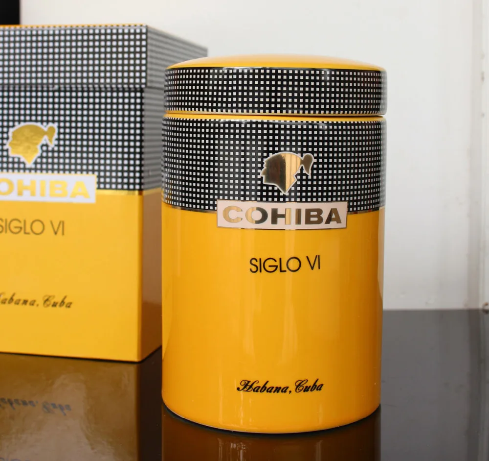 CERAMIC BONE CYLINDER CIGAR HUMIDOR has GIFT BOX