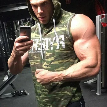 

2018 Running Vest Hoodie Tank Sleeveless T-shirts For Men Sweatshirts Fitness Clothes Bodybuilding Tops