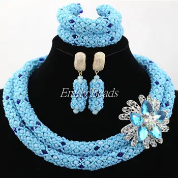 

African Wedding Jewellry Set Costume Nigerian African Beads Jewelry for Brides Party Bridal Jewelry Set Free Shipping ALJ381