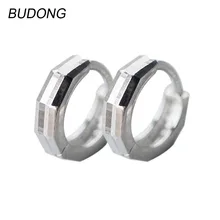 BUDONG Real 925 Sterling Silver Hoop Earring for Women Fashion Round Huggies Loop Earing Fine Jewelry Female Wedding Accessories