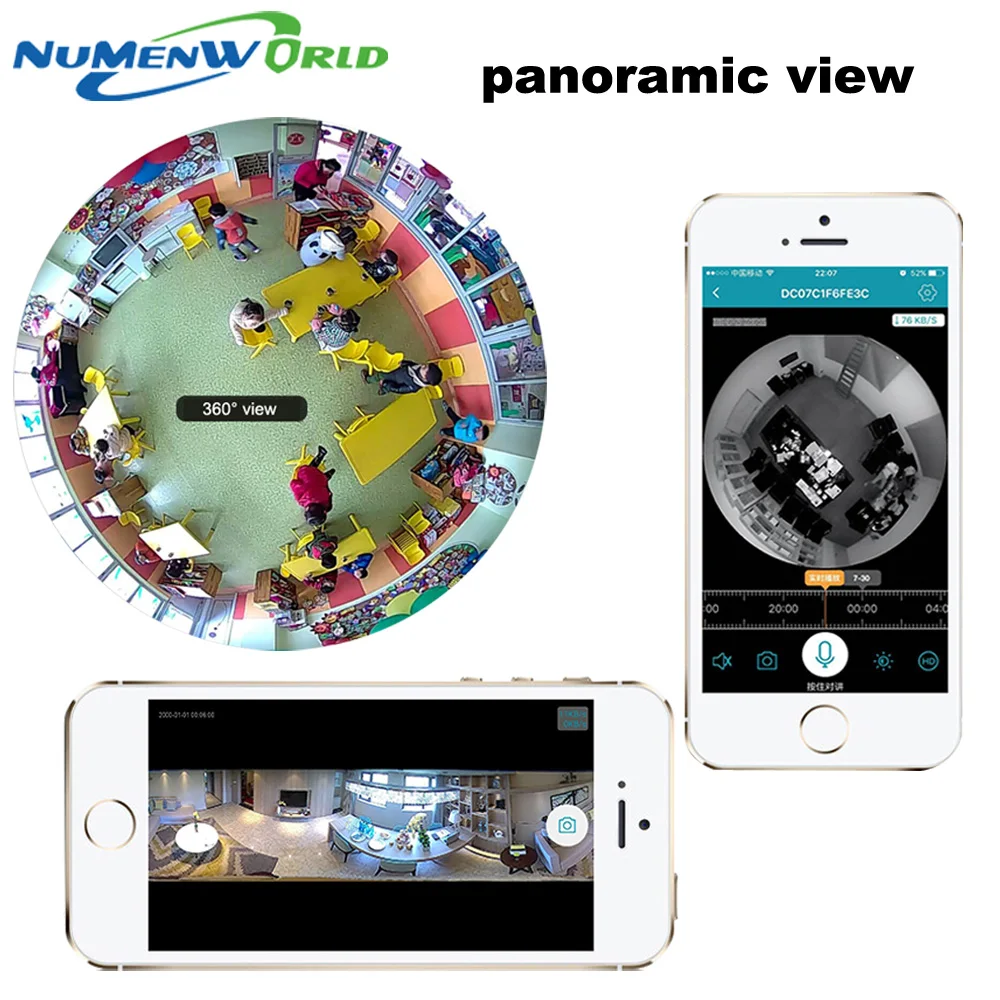  360 Gradi astuta panoramin IPC Wireless IP Fisheye Fotocamera Supporto Audio Bidirezionale P2P 960 