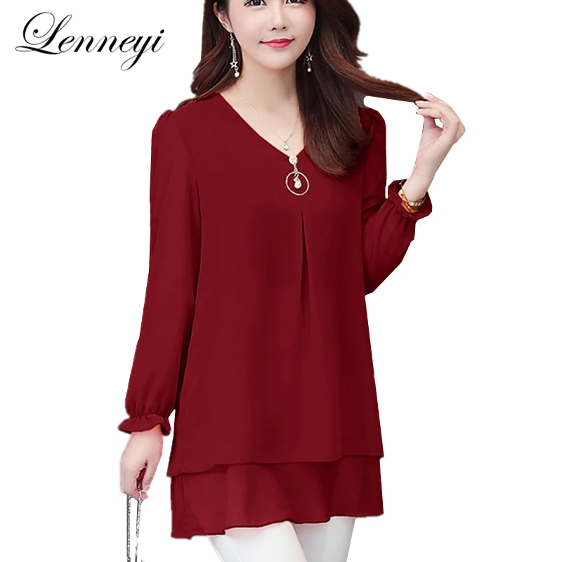 

Women Summer Fashion Plus Size Blouses 5XL 2019 New V Collar Chiffon Loose Long Sleeve Blouse Shirt Ladies Tops Blusas Feminina