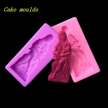 

Wholesale Silicone mold K350 Our Lady Breast-feeding Baby shape Decoration Fondant cake mould Baking mold
