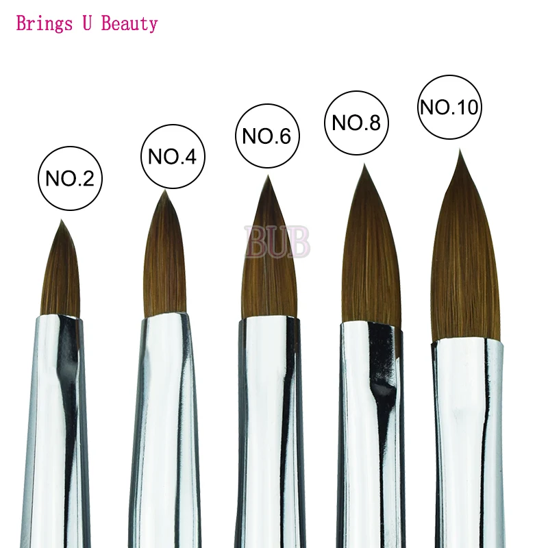 1 шт. № 2/4/6/8/10 колонковая акриловая кисть для ногтей с защитой Кепки УФ-гель резьба ручка акриловая жидкая пудра