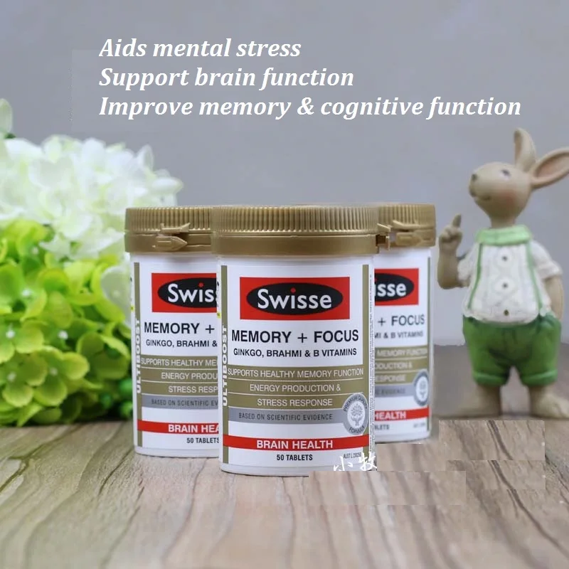 Image result for Swisse Ultiboost Memory + Focus, Ginkgo, Brahmi, B Vitamin 50 Tablets