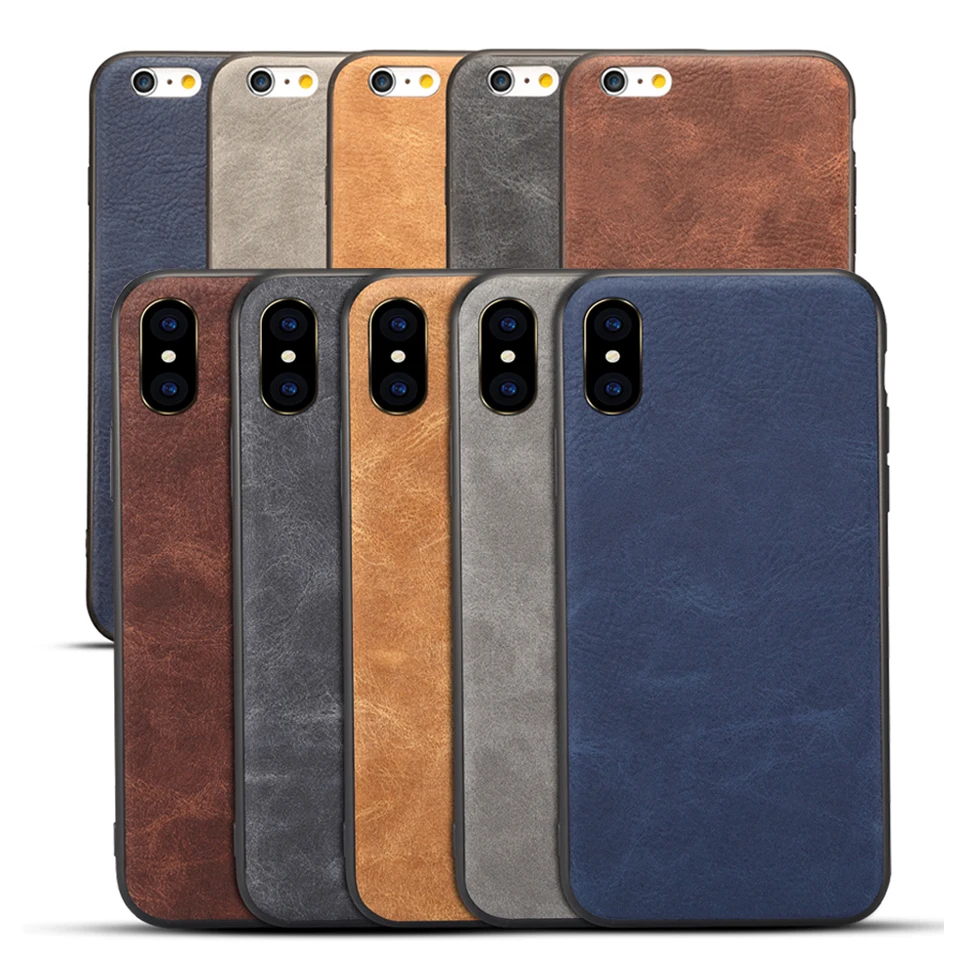 

Vintage PC Leather phone Case for iPhone 7 Plus case Back Cover for iPhone 6 6s Cowhide shell coque for iPhone 8 X business case