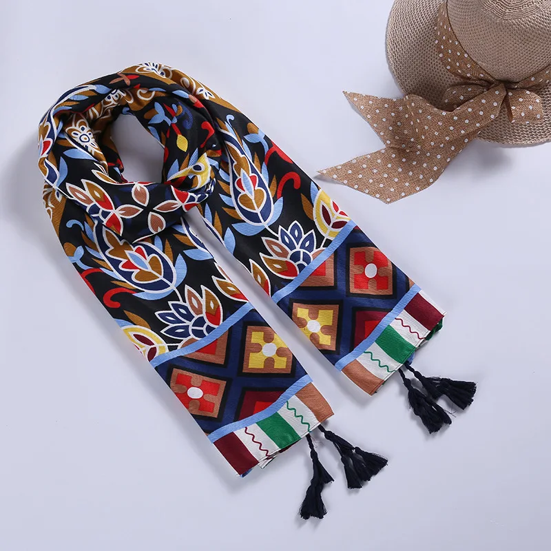 Женский хлопковый шарф в этническом стиле, специальный дизайн, длинная шаль, яркий цвет, модная большая шаль, новинка [3086]