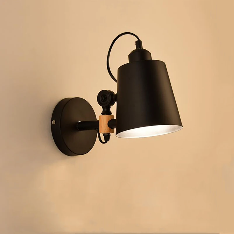 Fashion Nordic Wall lamp bedroom bedside balcony warehouse study aisle cafe porch light adjustable wood wall light bra sconce