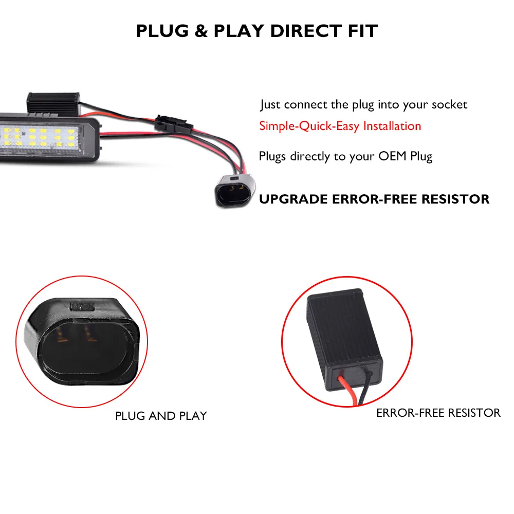 Светодиодный светильник для номерного знака, 2 шт., автомобильные Внешние аксессуары, подходят для volkswagen Lupo polo Scirocco CC VI EOS GOLF 4 5 6 7