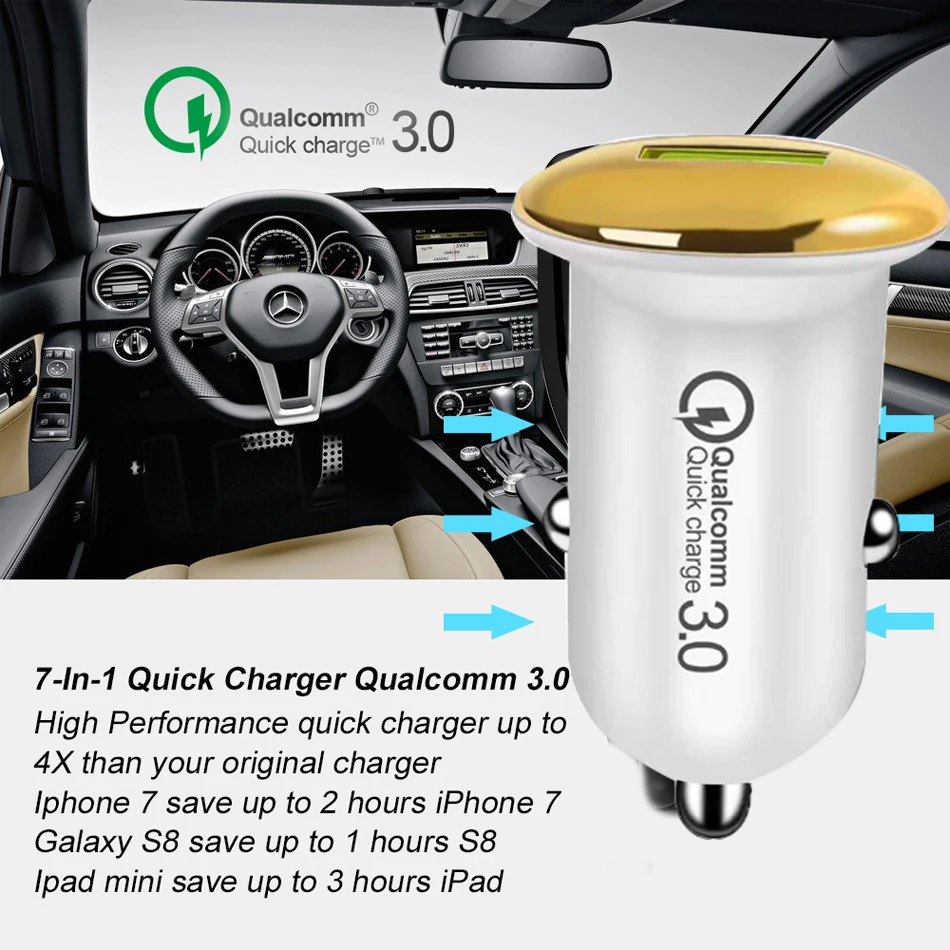 QC 3.0 Car charger for samsung s10 s9 s8 s7 s6 s5