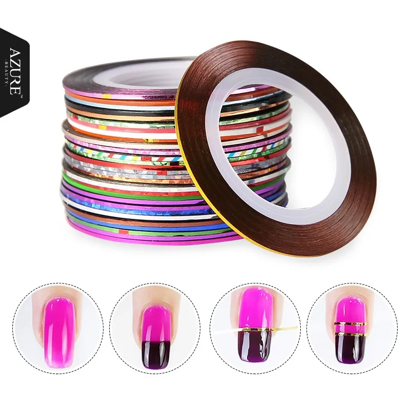 30 цветов рулонов полосы ленты линии дизайн ногтей наклейки инструменты красоты украшения для ногтей наклейки для дизайна ногтей инструменты