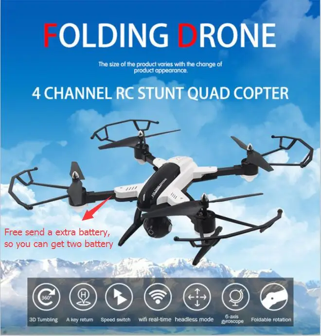 

Free 1 extra Batter SY series WIFI FPV Rc Foldble Drone 2.4g 6Axis Gyro attitude mode rc Helicopter with HD Camera VS U919A/X5SW