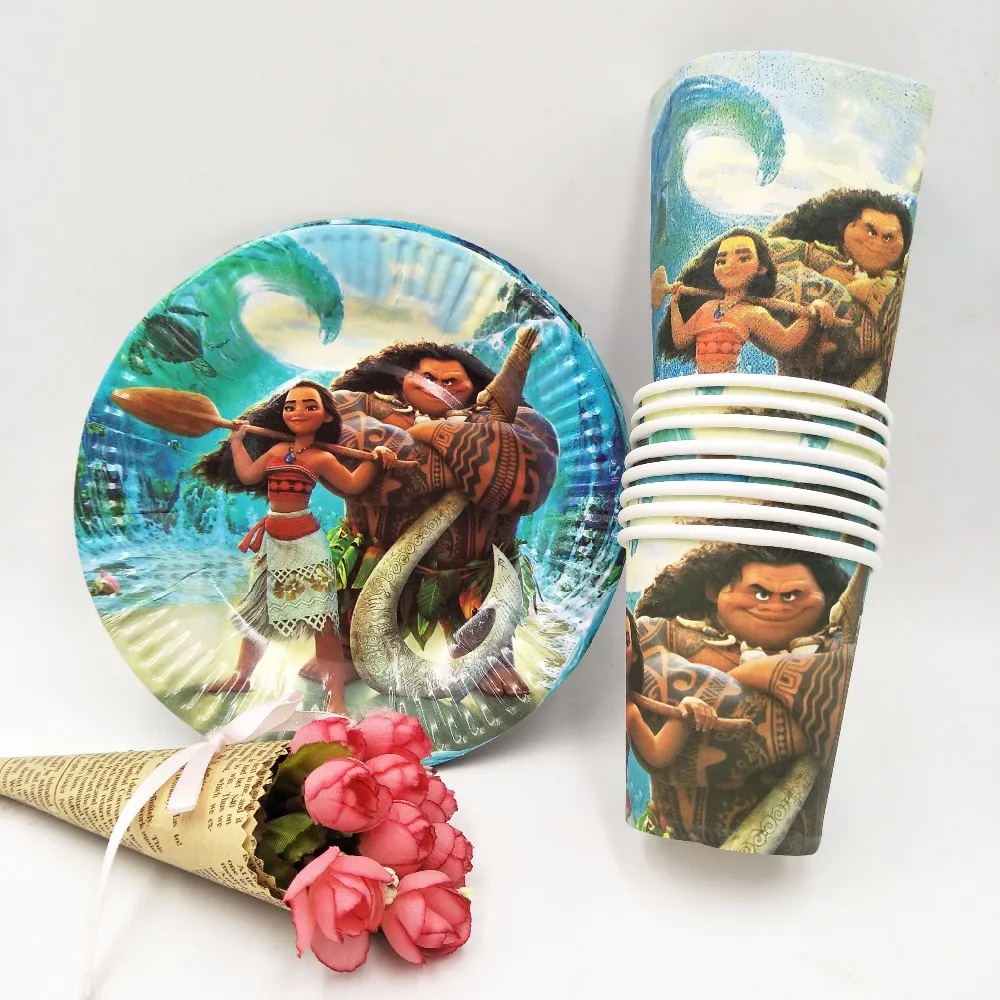 

40pcs/lot Moana Birthday Party Cup/Plate/Napkin Kids Party Decoration Disposable Tableware Kids Boys Moana Party Supplies