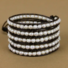 Классический модный браслет пресноводные жемчужины неправильной формы кожаный браслет браслеты жемчужные ювелирные изделия подарок Прямая поставка