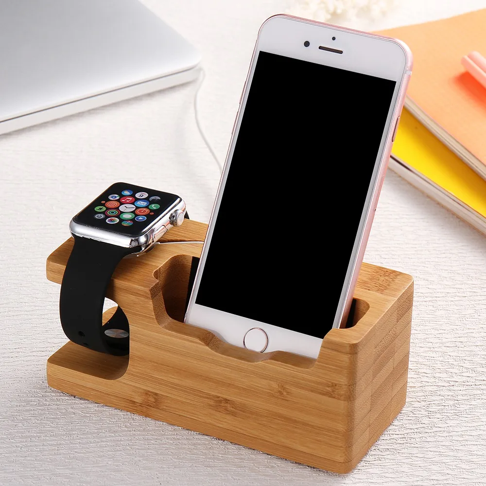 

KISSCASE 100% Wooden Phone Holder Stand For iPhone 7 Plus Charging Dock Desktop Bracket For iPhone 7 6 6S 5 5s SE Watch Holder