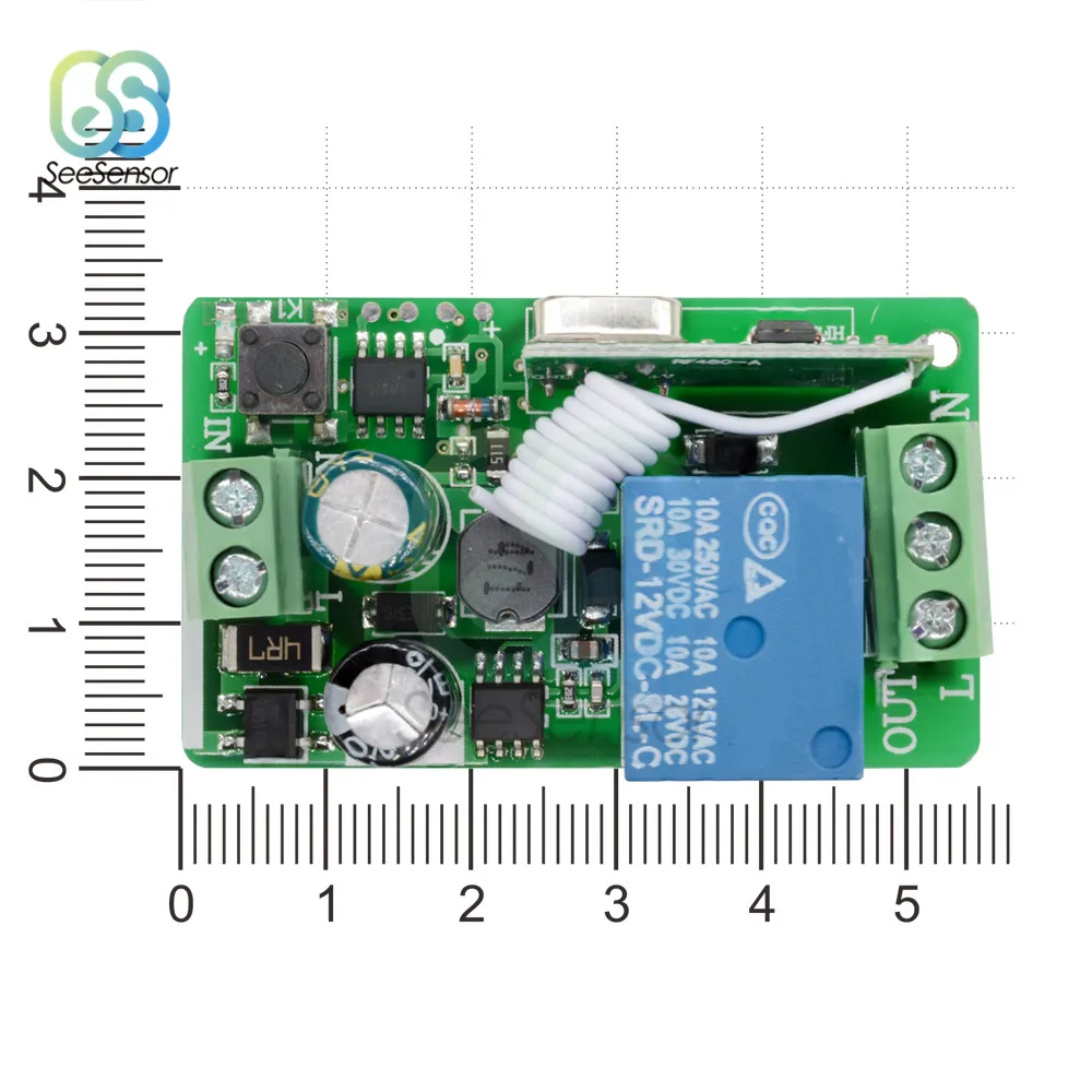Беспроводной релейный модуль постоянного тока 220 В 10 А 1 канал 433 МГц беспроводной Радиочастотный дистанционный передатчик приемник релейный переключатель модуль платы