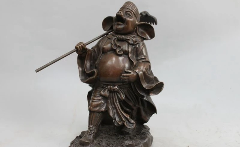 

China Pure Bronze Copper Myth Journey to the West Pig Zhu Ba jie Buddha Statue a 0518 a 0518